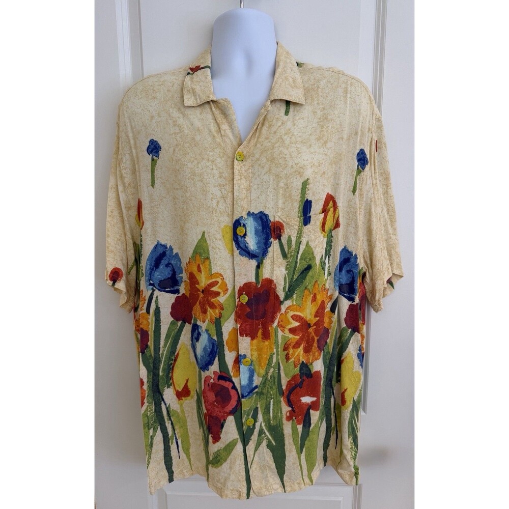 Jams World Men's Short Sleeve Hawaiian Aloha Shirt, XL, “Tropicana”, EUC